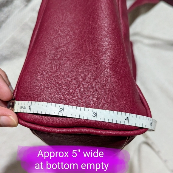 ANNA MARTINA FRANCO NWOT 3 lg pouch shoulder bag, Reddish/Burgundy & Tan colour - Picture 7 of 16